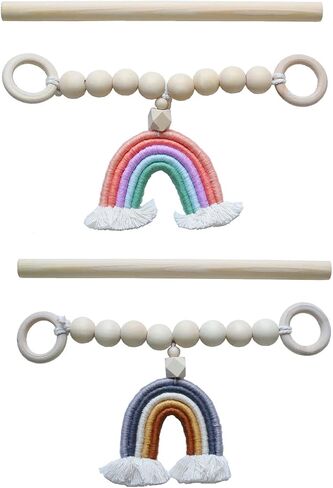 Rainbow Tassel Wooden Beads Curtain Tieback Bohemian Handmade Curtain Rope Tie Curtain Holders for Wall Black in Saudi Arabia