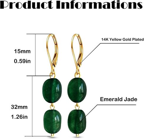 Natural Two Irregular Dongling Jade Stone Drop Earrings,14K Gold Plated Dainty Gemstone Dangle Earrings,Genuine Aventurine Quartz Crystal Statement Earrings for Women (A03_Dongling Jade) in Saudi Arabia