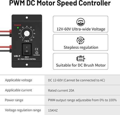 محول بطارية عجلات الطاقة مع مجموعة أدوات التحكم في سرعة المحرك DC 12-60V وحماية مدمجة من الجهد المنخفض لمشروع بطارية Milwaukee M18 DIY (عبوة واحدة) in Kuwait