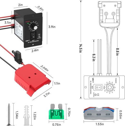 محول بطارية عجلات الطاقة مع مجموعة أدوات التحكم في سرعة المحرك DC 12-60V وحماية مدمجة من الجهد المنخفض لمشروع بطارية Milwaukee M18 DIY (عبوة واحدة) in Kuwait