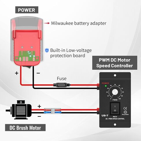 محول بطارية عجلات الطاقة مع مجموعة أدوات التحكم في سرعة المحرك DC 12-60V وحماية مدمجة من الجهد المنخفض لمشروع بطارية Milwaukee M18 DIY (عبوة واحدة) in Kuwait