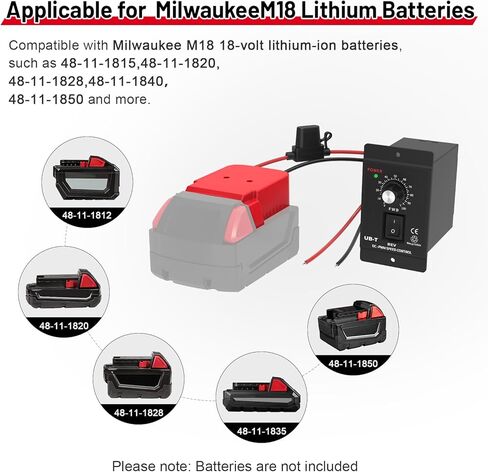 محول بطارية عجلات الطاقة مع مجموعة أدوات التحكم في سرعة المحرك DC 12-60V وحماية مدمجة من الجهد المنخفض لمشروع بطارية Milwaukee M18 DIY (عبوة واحدة) in Kuwait