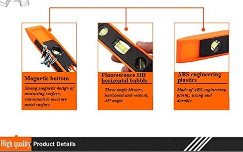9 بوصة مستوى الطوربيد المغناطيسي، أداة قياس مستوى الجيب المغناطيسي للطوربيد - برتقالي in Kuwait