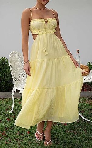 Women Sexy Spaghetti Strap Low Cut Dress Y2k Bodycon Long Dress Sleeveless Backless Maxi Dress Going Out Dress Party Clubwear in Kuwait