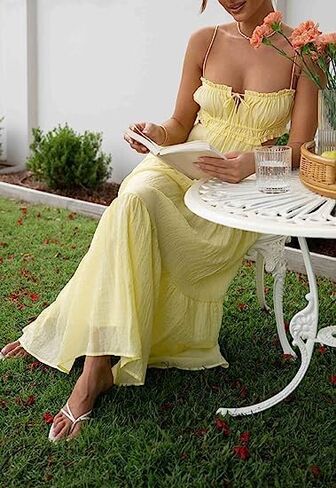 Women Sexy Spaghetti Strap Low Cut Dress Y2k Bodycon Long Dress Sleeveless Backless Maxi Dress Going Out Dress Party Clubwear in Kuwait