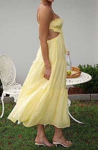 Women Sexy Spaghetti Strap Low Cut Dress Y2k Bodycon Long Dress Sleeveless Backless Maxi Dress Going Out Dress Party Clubwear in Kuwait