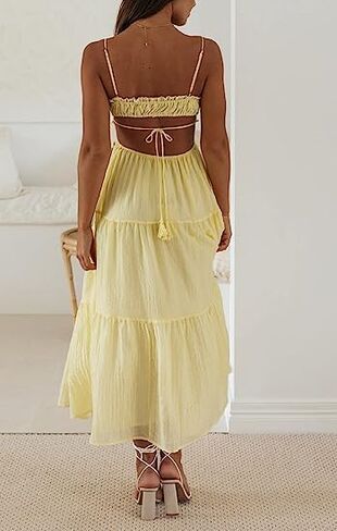 Women Sexy Spaghetti Strap Low Cut Dress Y2k Bodycon Long Dress Sleeveless Backless Maxi Dress Going Out Dress Party Clubwear in Kuwait