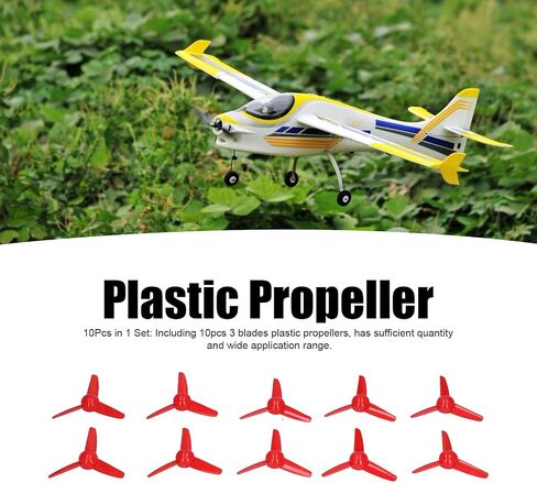 10Pcs Micro DC Motor 2mm Shaft Propeller with 3 Vanes 70mm Fan Leaves, RC Vehicle Propellers, Boat RC Car Rotating Accessories for DIY Airplane Science and Education Toys (Red) in Saudi Arabia