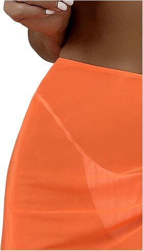 Verdusa Women's Drawstring Front Sheer Mesh Swimsuit Bikini Cover Up Skirt in Saudi Arabia
