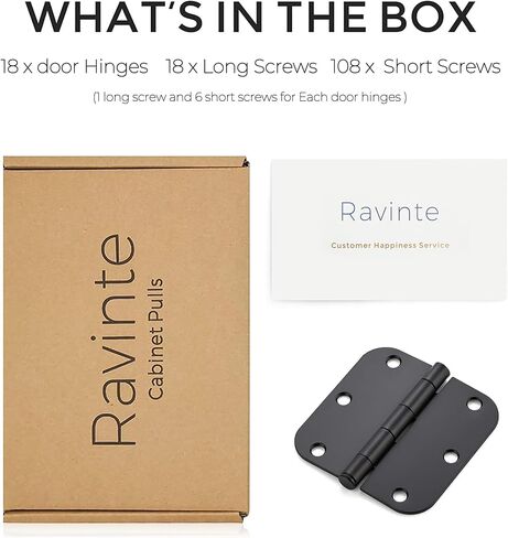 Ravinte 18 حزمة من مفصلات الأبواب السوداء غير اللامعة، 3.5 بوصة × 3.5 بوصة، أدوات التحكم في أجهزة الباب، زوايا نصف قطرها 5/8 بوصة، مفصلات الأبواب الداخلية، مفصلات فولاذية ثنائية الطي السكنية القياسية السوداء 3.5 بوصة للأبواب الداخلية in Kuwait