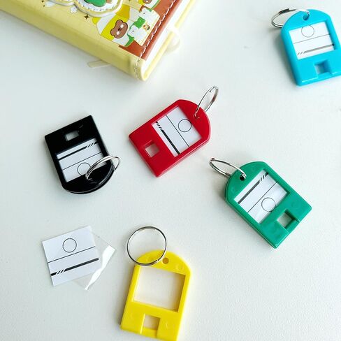 96pcs Plastic Key Tags with Metal Ring, Double-Sided Writing Key Label Tags and Label Window, Key Chain ID Tags for Luggage/Backpacks (6Colors) in Saudi Arabia
