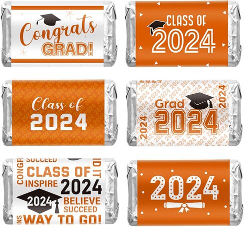 Outus 2024 Graduation Decoration Label Sticker Congrats Mini Candy Bar Wrapper Class of Party Supplies College High School Nursing Grad Celebration, Candy Not Included (Orange,180 Pcs) in Saudi Arabia