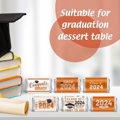 Outus 2024 Graduation Decoration Label Sticker Congrats Mini Candy Bar Wrapper Class of Party Supplies College High School Nursing Grad Celebration, Candy Not Included (Orange,180 Pcs) in Saudi Arabia
