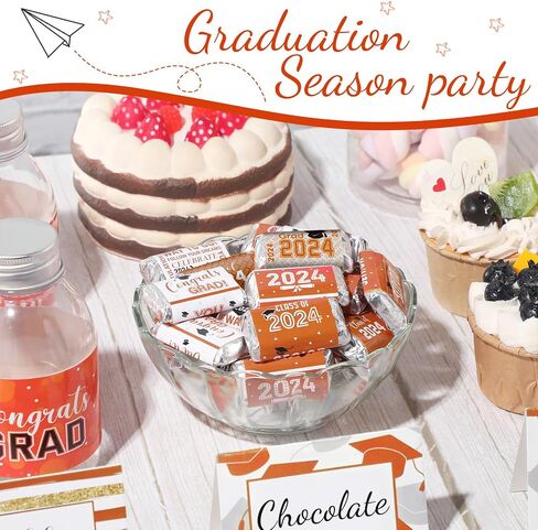 Outus 2024 Graduation Decoration Label Sticker Congrats Mini Candy Bar Wrapper Class of Party Supplies College High School Nursing Grad Celebration, Candy Not Included (Orange,180 Pcs) in Saudi Arabia