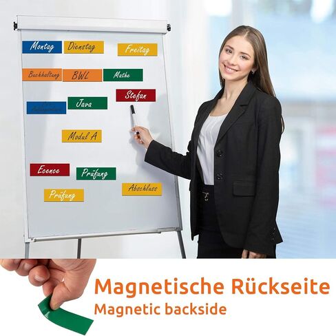 ECENCE Dry Erase Magnetic Labels 75pcs Reusable Magnetic Name Tags 2.36"x0.79" Writable Magnetic Sticker Notes for Whiteboard Refrigerator Locker Classroom Multicolor in Saudi Arabia