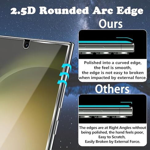[عبوتان + 2] واقي شاشة Galaxy S24 Ultra، زجاج مقوى مقاوم للخدش 9H، دعم بصمات الأصابع بالموجات فوق الصوتية، لهاتف Samsung Galaxy S24 Ultra 5G 6.8 بوصة واقي شاشة زجاجي in Kuwait
