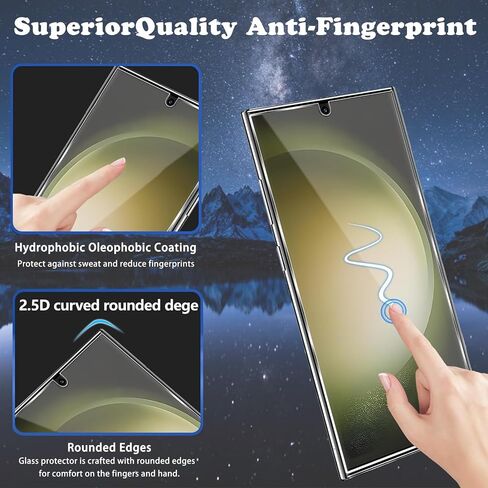 [عبوتان + 2] واقي شاشة Galaxy S24 Ultra، زجاج مقوى مقاوم للخدش 9H، دعم بصمات الأصابع بالموجات فوق الصوتية، لهاتف Samsung Galaxy S24 Ultra 5G 6.8 بوصة واقي شاشة زجاجي in Kuwait