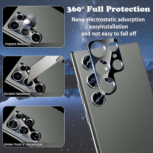 [عبوتان + 2] واقي شاشة Galaxy S24 Ultra، زجاج مقوى مقاوم للخدش 9H، دعم بصمات الأصابع بالموجات فوق الصوتية، لهاتف Samsung Galaxy S24 Ultra 5G 6.8 بوصة واقي شاشة زجاجي in Kuwait