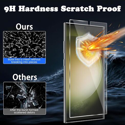 [عبوتان + 2] واقي شاشة Galaxy S24 Ultra، زجاج مقوى مقاوم للخدش 9H، دعم بصمات الأصابع بالموجات فوق الصوتية، لهاتف Samsung Galaxy S24 Ultra 5G 6.8 بوصة واقي شاشة زجاجي in Kuwait