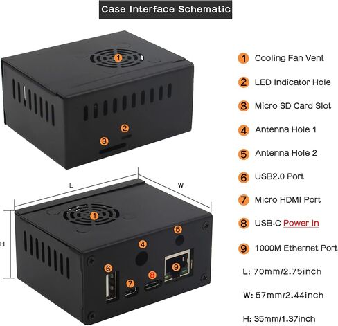Orange Pi Zero 2 Case N500, Metal Case with 5V 3010 Cooling Fan and 4pcs Aluminum Heatsinks & Antenna in Saudi Arabia