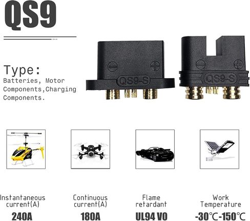 QS9-U Anti-Spark Connector 180Amp High Current Quick Connect Connector 6-10 Gauge with Screw Hole Mounted Quick Connect/Disconnect Battery Terminal for Car E-Bike RV Winches Lifts Motor - QS9u in Saudi Arabia