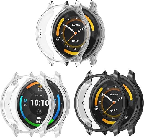 متوافق مع Garmin Venu 3S 41 مم /Garmin Venu 3 45 مم، جراب واقٍ مقاوم للماء ناعم ومطلي بمادة TPU وغطاء واقي شاشة مقاوم للخدش (45 مم، 6 عبوات) in Kuwait