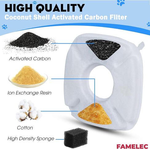 34Pcs Cat Water Fountain For Veken Pet Fountain Replacement Filters 95oz/2.8L, 67oz/2L, 135oz/4L, For Veken Replacement Filters With Kit (ModelA) in Saudi Arabia