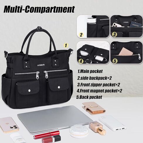 Artelaris Tote Bag for Women With Compartments,Waterproof Canvas Hobo Bag for Women,Fashion Crossbody Tote Purse for Work in Saudi Arabia