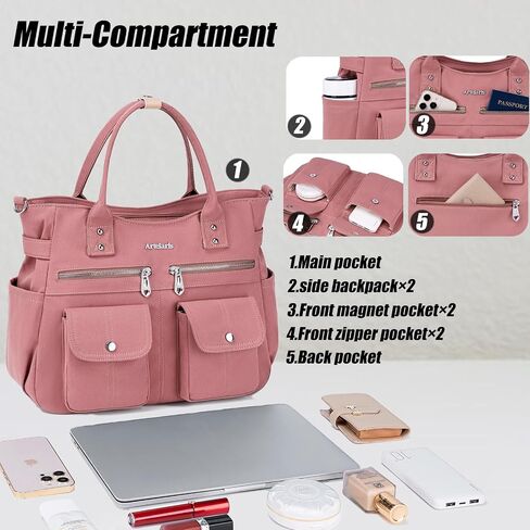 Artelaris Tote Bag for Women With Compartments,Waterproof Canvas Hobo Bag for Women,Fashion Crossbody Tote Purse for Work in Saudi Arabia