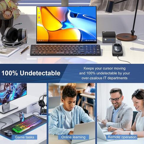 Undetectable Mouse Jiggler, Automatic Mouse Mover with Power Adapter & ON/Off Switch, Mouse Wiggler Mouse Shaker for Computer Laptop, Keep PC Active, Mechanical, No Software, Driver-Free, Ultra-Silent in Saudi Arabia