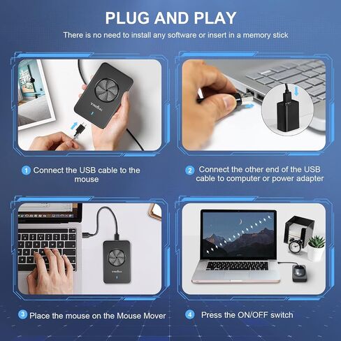 Undetectable Mouse Jiggler, Automatic Mouse Mover with Power Adapter & ON/Off Switch, Mouse Wiggler Mouse Shaker for Computer Laptop, Keep PC Active, Mechanical, No Software, Driver-Free, Ultra-Silent in Saudi Arabia