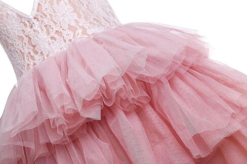 فستان فتاة الزهرة لحفلات الزفاف، فساتين حفلات من الدانتيل بطبقات من التول بطول كامل للفتيات in Kuwait