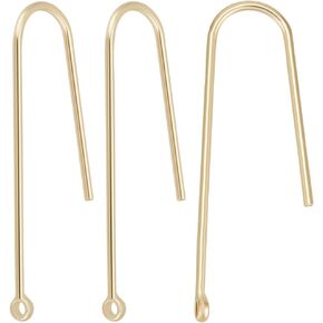 Beebeecraft 1 Box 16Pcs Gold Earring Making Kit 18K Gold Plated Brass U Shape Long French Earring Hook with Vertical Loop for DIY Jewelry Making Findings