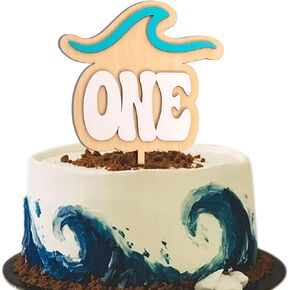 Wave Surf One Cake Topper - Beach Theme Cake Topper, First Birthday Cake Decoration Supplies, Suitable for Baby Shower, 1st Birthday Party, Anniversary, Baby Photo Booth Props...
