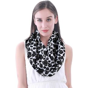 Lina & Lily Cow Animal Print Women's Infinity Scarf Lightweight