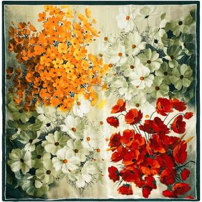 K-Elewon Large Square Scarf 43" Silk Scarf Fashion Scarves Silk Feeling Hair Wrapping Scarfs Night Sleeping Headscarf