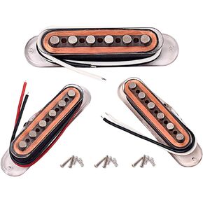 Electric Guitar Pickup Set, High Output Single Coil Pick-up Loaded Alnico 5 Magnets Clear Bobbins Removable Cover, Bridge Middle Neck SSS Pups as Luthier Replacements, Bronze
