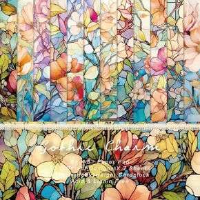 24 Sheets Floral Pattern Paper, 6" x 6" Floral Patterned Cardstock Paper Scrapbooking Supplies Paper Decorative Craft Paper for DIY Card Making Photo Album Junk Journal Decor