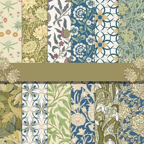 VIVIQUEN 24 Pack Vintage Floral Pattern Double-Sided Paper, 12-inches Retro Flower Textured Scrapbook Paper Craft Paper Folded Flat for DIY Background Card Making Scrapbook Photo Album Decor