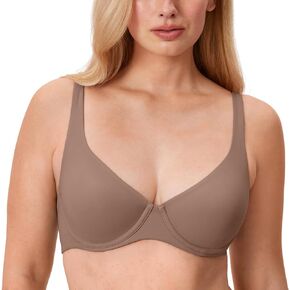 DELIMIRA Women's Confishape Balconette Bra Supportive Plus Size Scoop Neck Underwire Full Coverage Unlined Bras