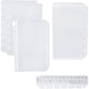 Moterm 2 PCs Page Lifter(Transparent Separator), 1 PC Bookmark Ruler, 1 PC PVC Storage Card Holder and 1 PC Zipper Bag for A5 Planner