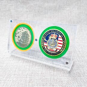Challenge Coins Display, JBER Medallion Stand Holder, Clear Acrylic Military Coin Protector Container Box for Collectors Medal Specimen Collectibles(1Set for 2Cions Display)