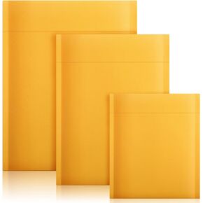 50 Pieces Metallic Padded Bubble Mailers Shipping Mailers Poly Mailers Foil Glitter Padded Envelopes Adhesive Seal Closure Envelopes Shipping Bags for Mailing Packing (Yellow, Simple Style)