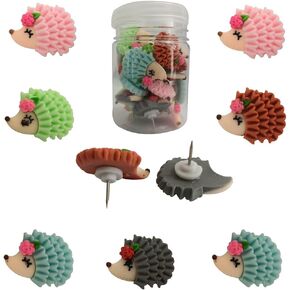 XQingmei Hedgehog Push Pins 20 Pieces Cartoon Mixed Color Hedgehog Push Pins Decorative Thumbtack Office Supplies for Message Board Paste Photo Postcard Note Paper (Hedgehog)