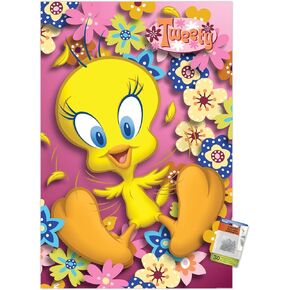 Trends International Looney Tunes - Tweety Bird - ملصق جداري قوي، 22.375 بوصة × 34 بوصة، حزمة ملصق ودبابيس دفع