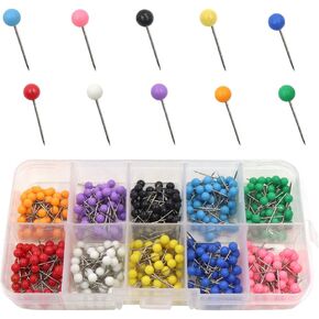 500 Pcs Push Pins, 1/5" Diameter Beads Head Map Tacks Push Pins with 1/2" Lenght Stainless Steel Point