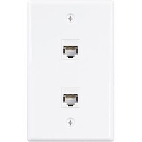 Iwillink (عبوة واحدة) لوحة حائط إيثرنت بمنفذين، لوحة حائط Keystone Jack مع إدراج وصلة مضمنة RJ45 Keystone، لوحة حائط مقبس Keystone من أنثى إلى أنثى Cat6، باللون الأبيض in Kuwait