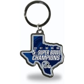 Rico Industries NFL Dallas Cowboys Champ State Shape Keychain Silver Large