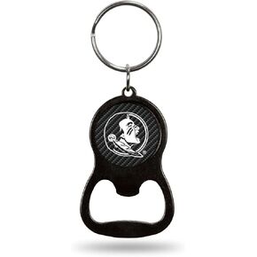 Rico Industries Florida State Seminoles Carbon Fiber Metal Keychain - Beverage Bottle Opener With Key Ring - Pocket Size 1.25" x 3.75"