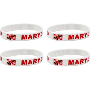 4 Pcs Maryland State Flag Rubber Bracelets,State Flag Silicone Bracelet, Rubber Wristbands Patriotic Decorations Gift.